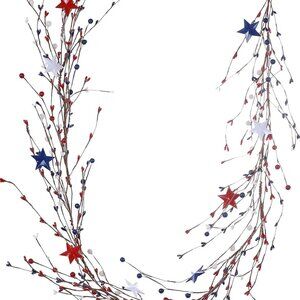 Patriotic Garland 5 FT Pip Berry Garland Decorations Red White Blue